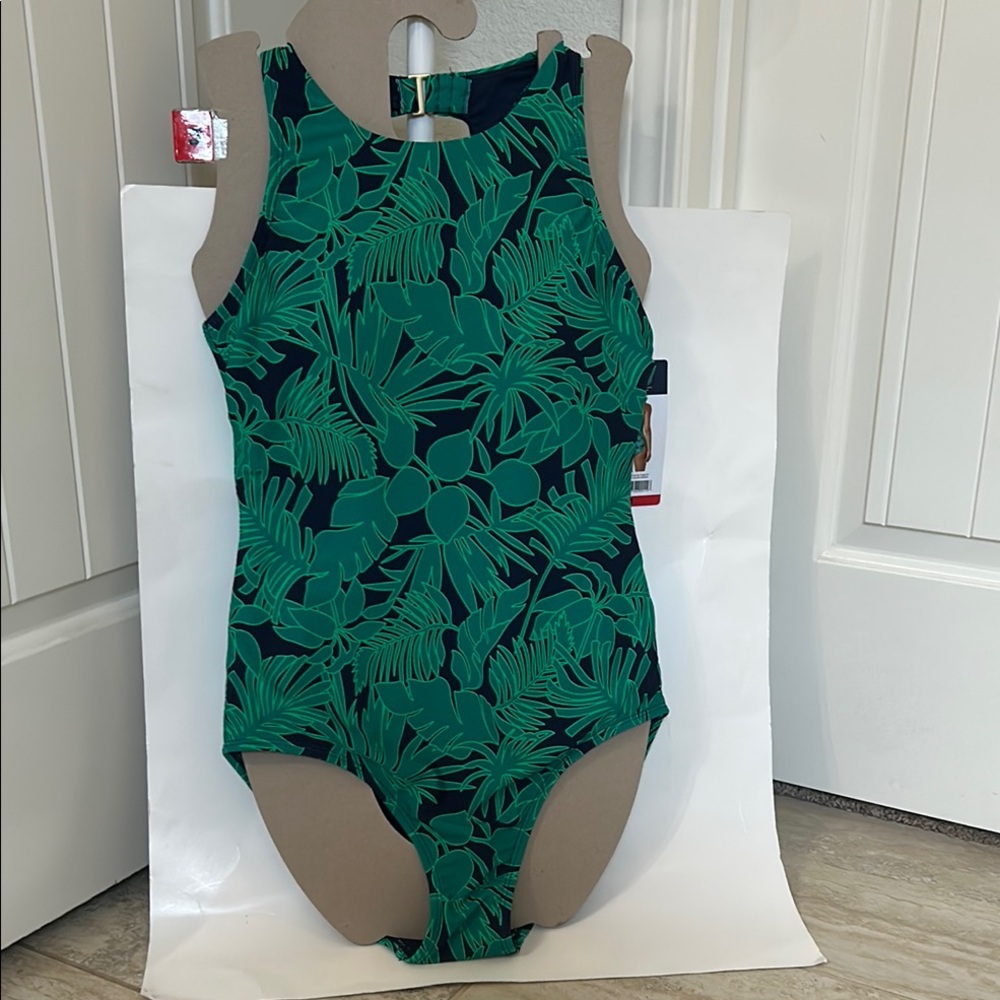 Lands' End Green and Black One Piece Swimsuit
